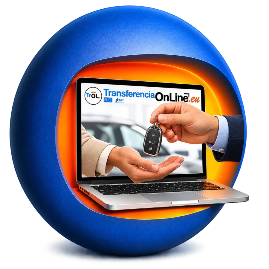 Notificación de venta online: entrega de llaves en una esfera azul